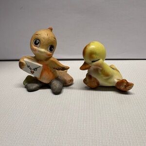 Vtg Josef Originals Baby Robin SWAK Heart Envelope & Shy Duckling Figurine Korea